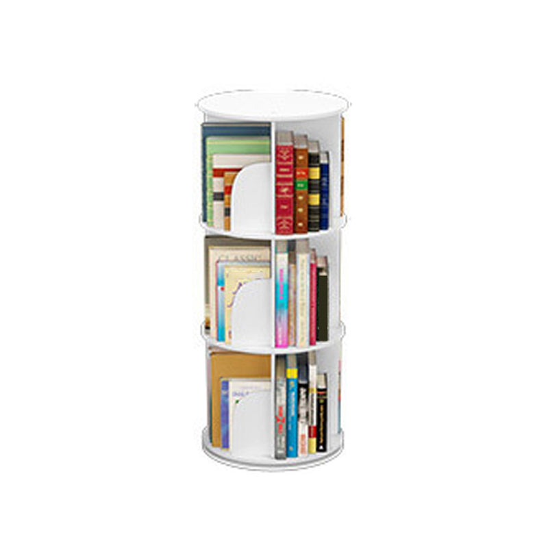 Modern White Bookcase Corner Engineered Wood Bookshelf with Rectangular Shelves