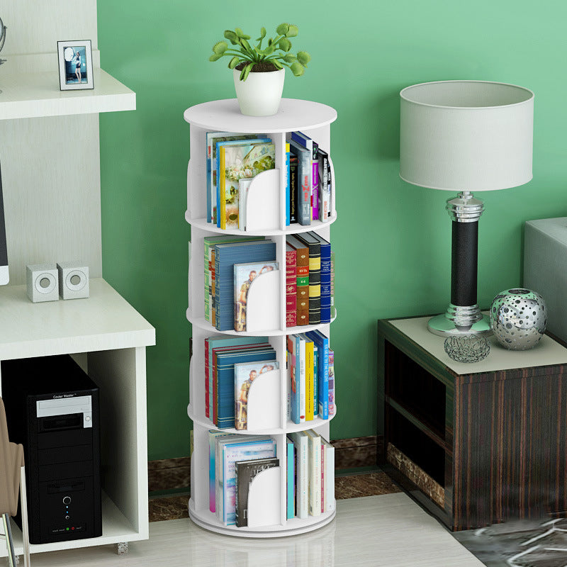 Modern White Bookcase Corner Engineered Wood Bookshelf with Rectangular Shelves