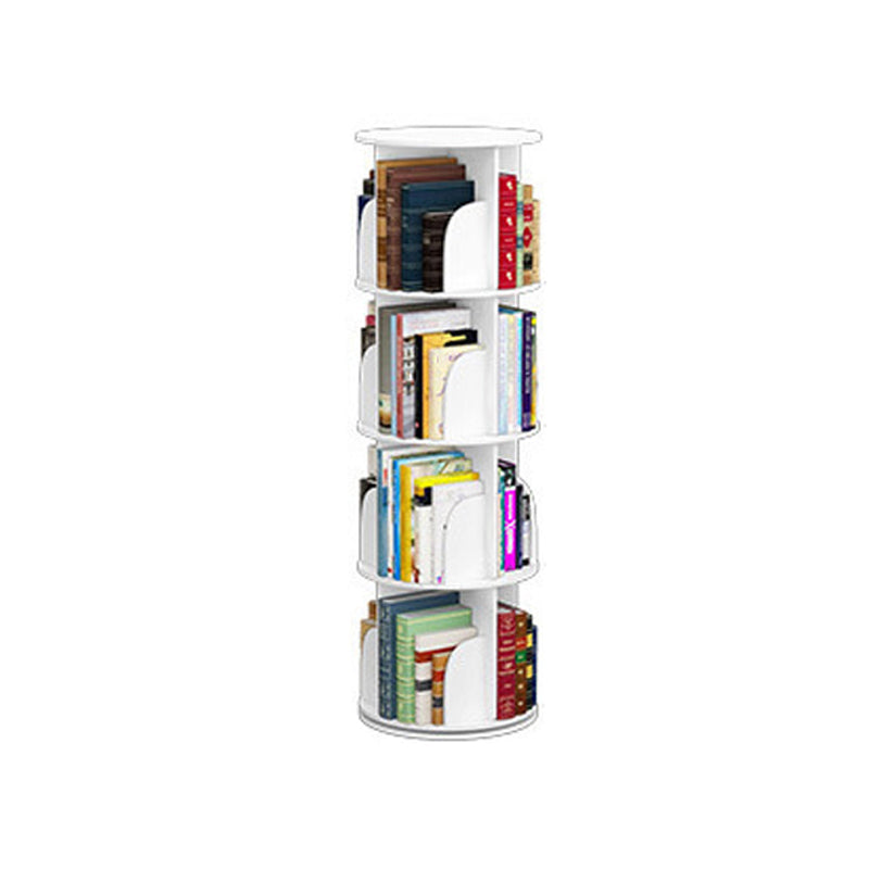 Modern White Bookcase Corner Engineered Wood Bookshelf with Rectangular Shelves