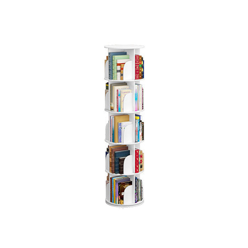 Modern White Bookcase Corner Engineered Wood Bookshelf with Rectangular Shelves