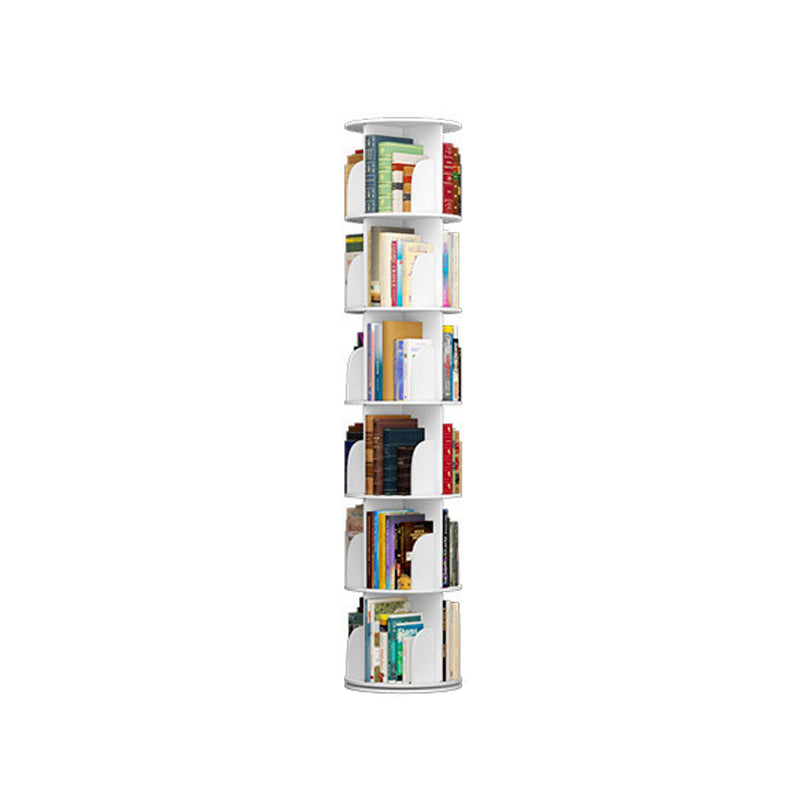 Modern White Bookcase Corner Engineered Wood Bookshelf with Rectangular Shelves