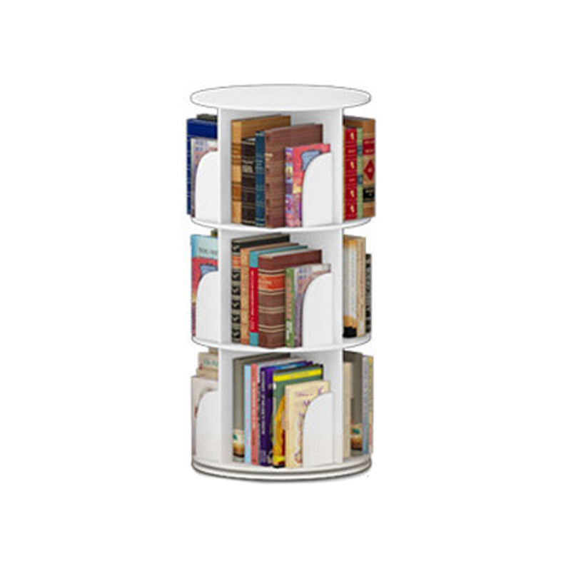 Modern White Bookcase Corner Engineered Wood Bookshelf with Rectangular Shelves