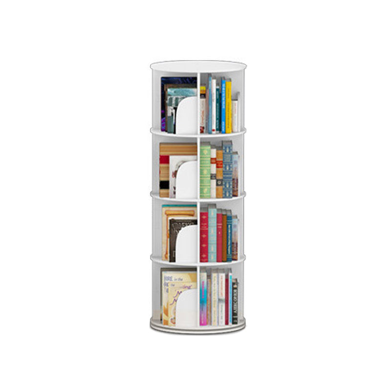 Modern White Bookcase Corner Engineered Wood Bookshelf with Rectangular Shelves