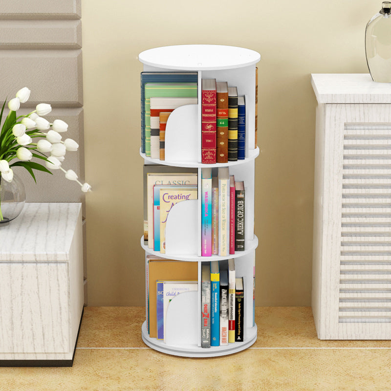 Modern White Bookcase Corner Engineered Wood Bookshelf with Rectangular Shelves