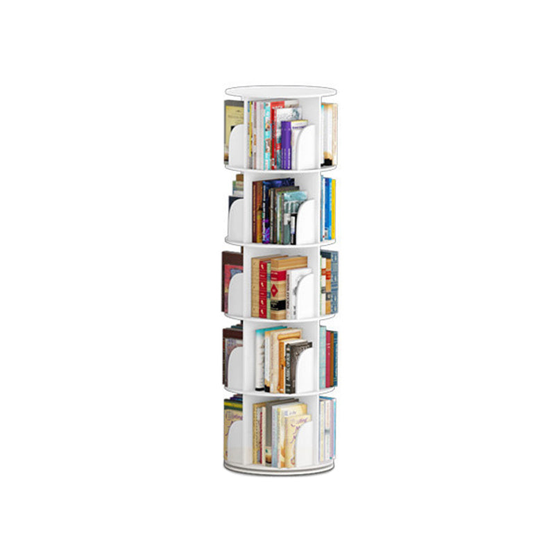 Modern White Bookcase Corner Engineered Wood Bookshelf with Rectangular Shelves