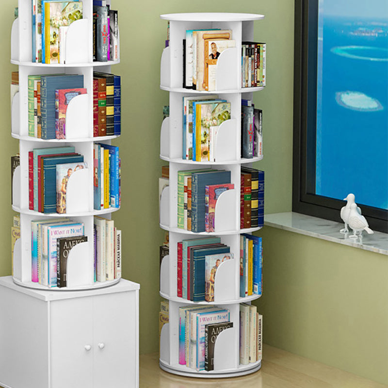 Modern White Bookcase Corner Engineered Wood Bookshelf with Rectangular Shelves
