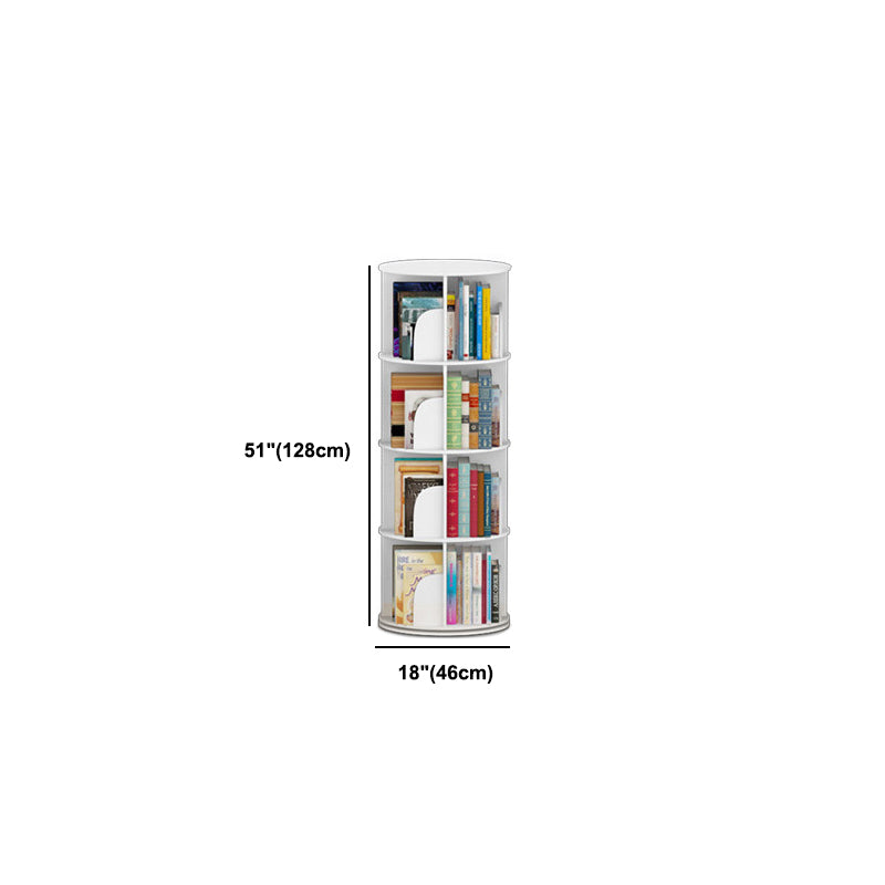 Modern White Bookcase Corner Engineered Wood Bookshelf with Rectangular Shelves
