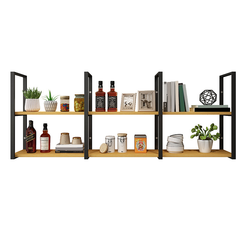 Wall Mounted Storage Bookshelf Industrial Floating Bookcase with Rectangle Shelves