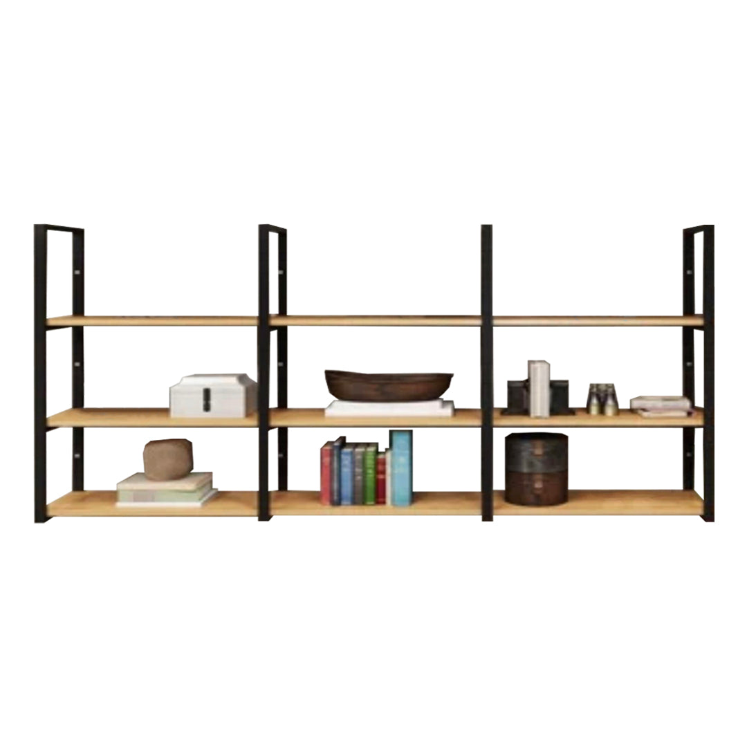 Wall Mounted Storage Bookshelf Industrial Floating Bookcase with Rectangle Shelves