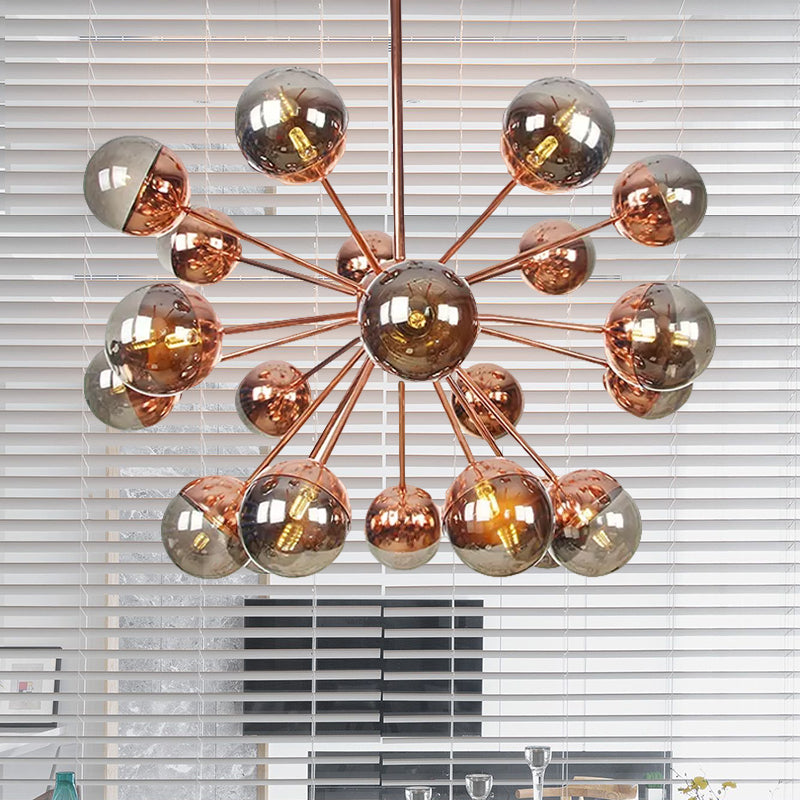 Semi-encastré Globe pour salle à manger, verre blanc/transparent/gris fumée, 9/12/15 lumières, luminaire semi-encastré contemporain en cuivre/chrome/or