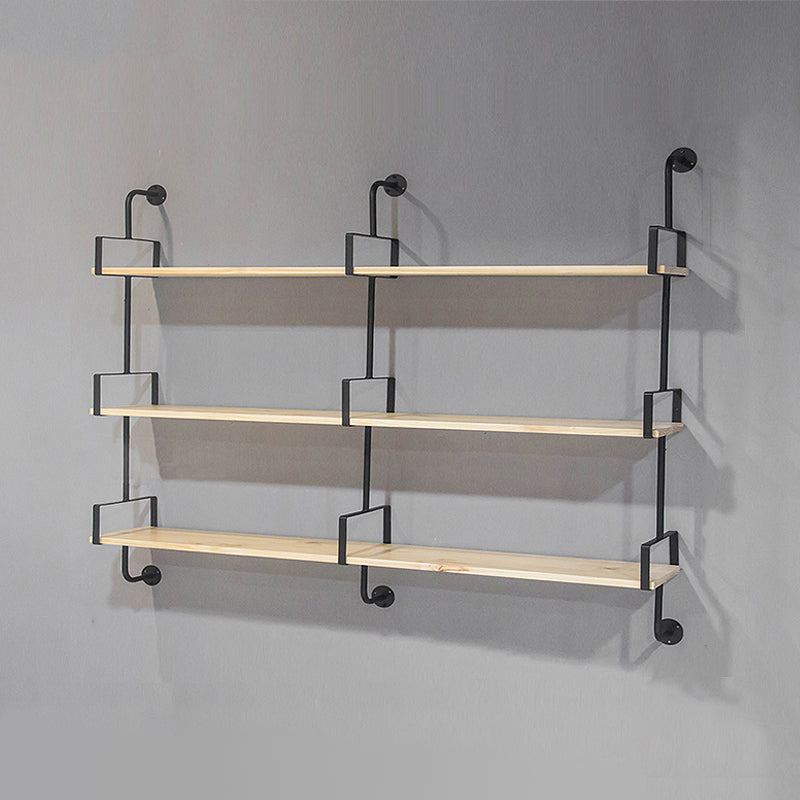 Industrial Wooden Floating Bookshelf Home Wall Mounted Bookcase