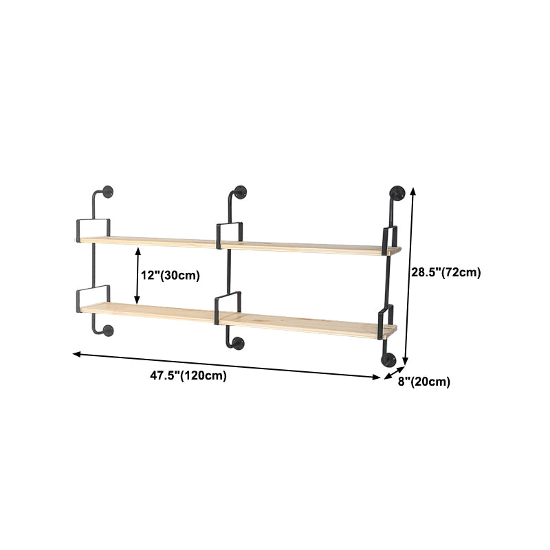 Industrial Wooden Floating Bookshelf Home Wall Mounted Bookcase