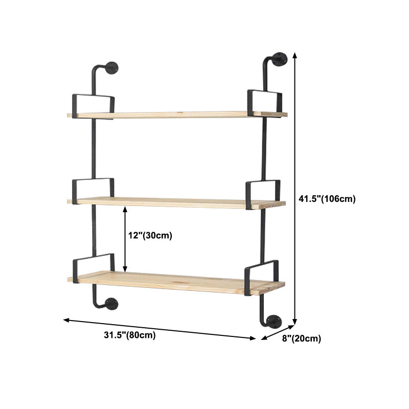 Industrial Wooden Floating Bookshelf Home Wall Mounted Bookcase