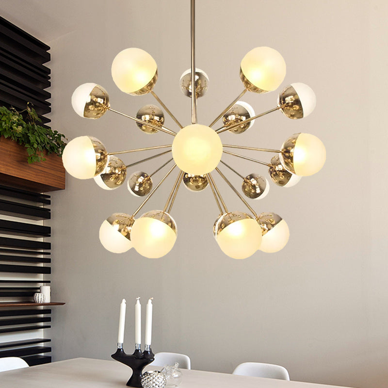 Semi-encastré Globe pour salle à manger, verre blanc/transparent/gris fumée, 9/12/15 lumières, luminaire semi-encastré contemporain en cuivre/chrome/or