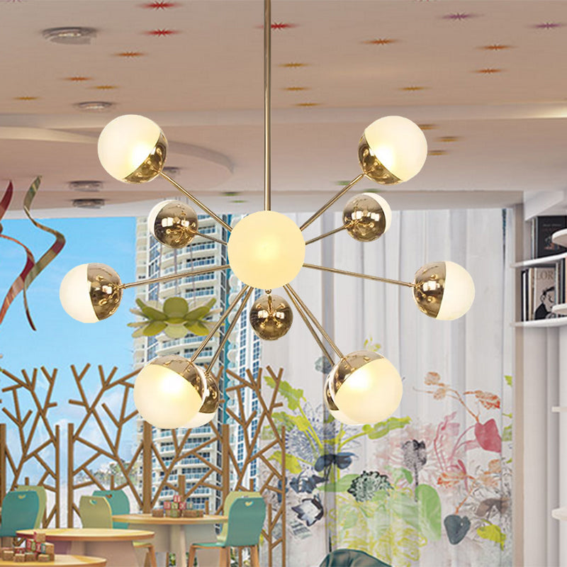 Semi-encastré Globe pour salle à manger, verre blanc/transparent/gris fumée, 9/12/15 lumières, luminaire semi-encastré contemporain en cuivre/chrome/or
