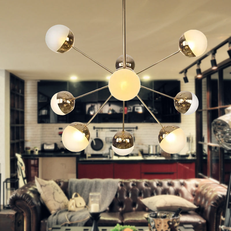 Semi-encastré Globe pour salle à manger, verre blanc/transparent/gris fumée, 9/12/15 lumières, luminaire semi-encastré contemporain en cuivre/chrome/or