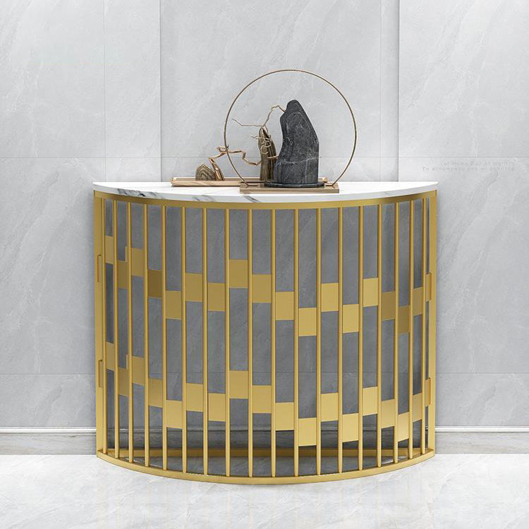Hall Console Accent Table 31 -inch with Marble White Half Moon Top