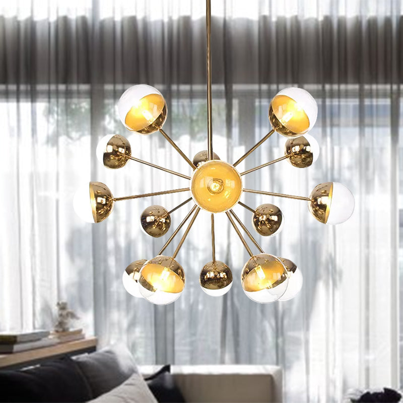 Semi-encastré Globe pour salle à manger, verre blanc/transparent/gris fumée, 9/12/15 lumières, luminaire semi-encastré contemporain en cuivre/chrome/or