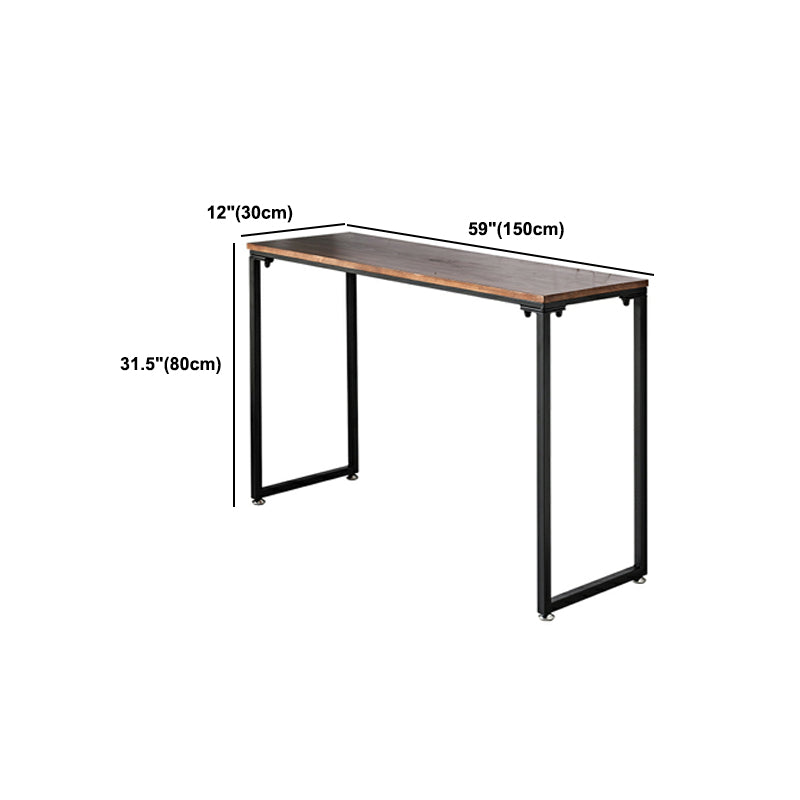 Dark Brown Solid Wood Top Console Table with Metal Sled Legs