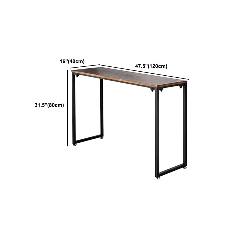 Dark Brown Solid Wood Top Console Table with Metal Sled Legs