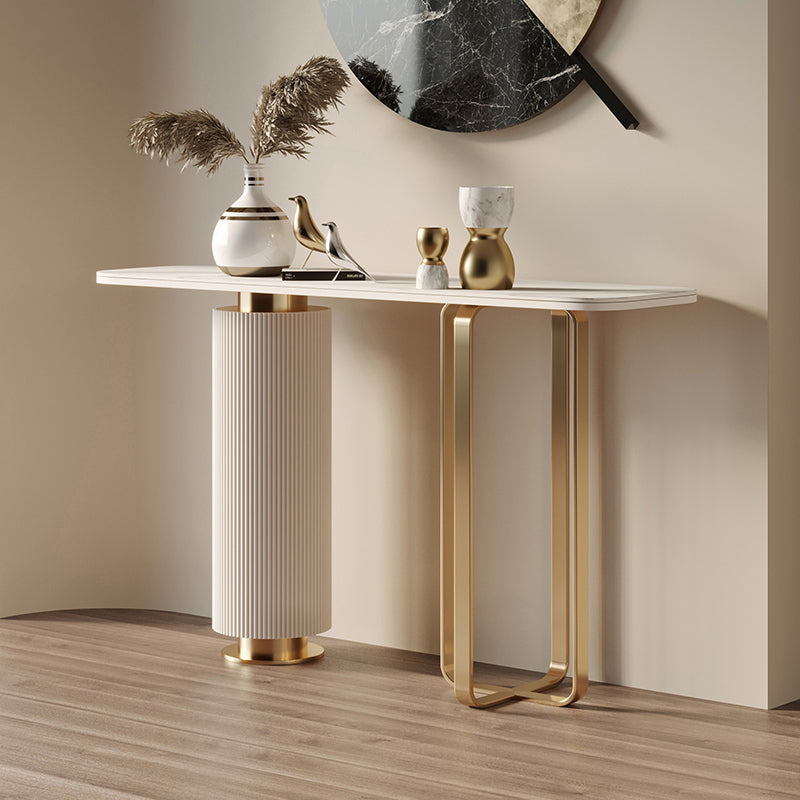 33.46" H Console Table with Rectanglel Shaped Top, Accent Table with Metal Base