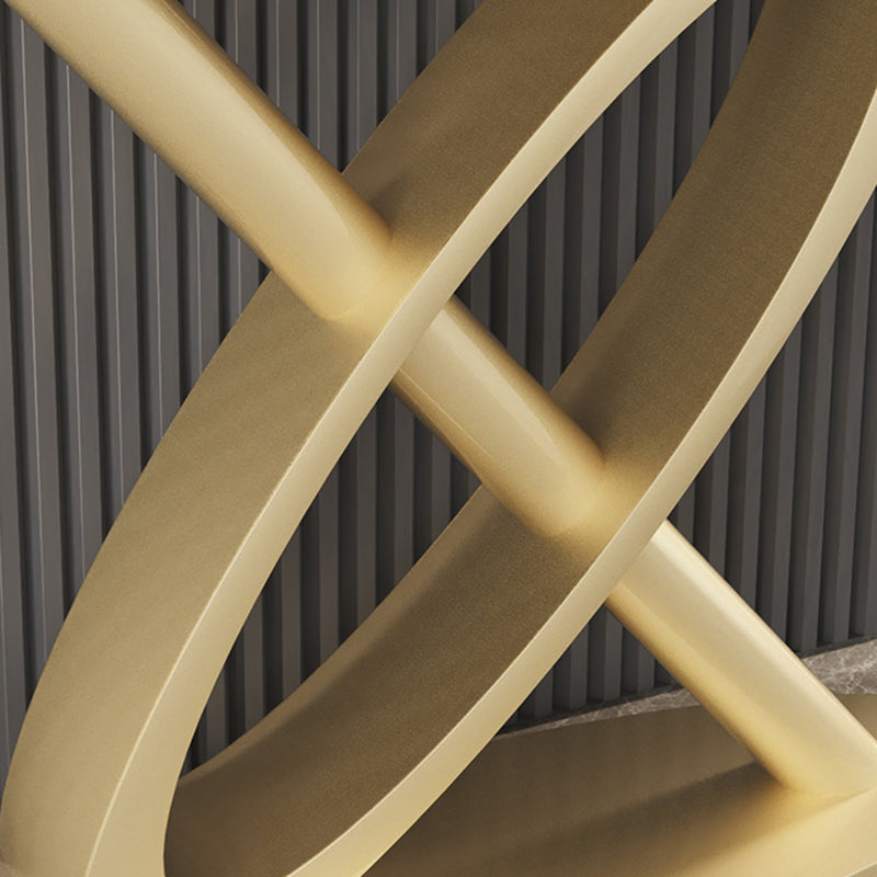 Glam Half Moon Console Table Slate Scratch Resistant Stain Resistant Sofa Table