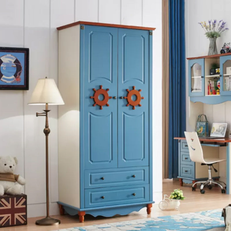 Coastal Hinged Door Storage Cabinet with Drawers Manufactured Wood Matte Finish Cabinet
