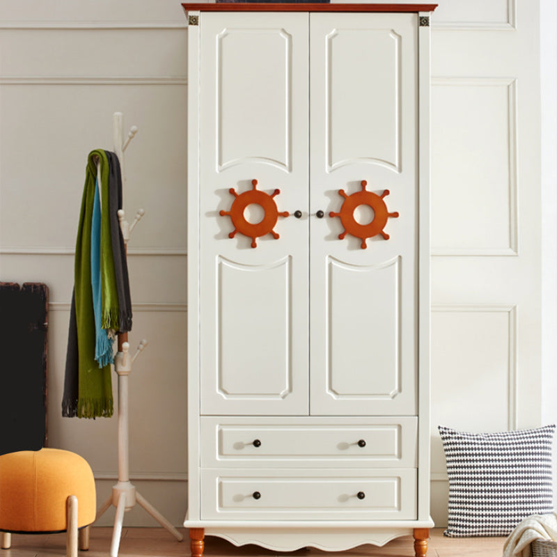 Coastal Hinged Door Storage Cabinet with Drawers Manufactured Wood Matte Finish Cabinet