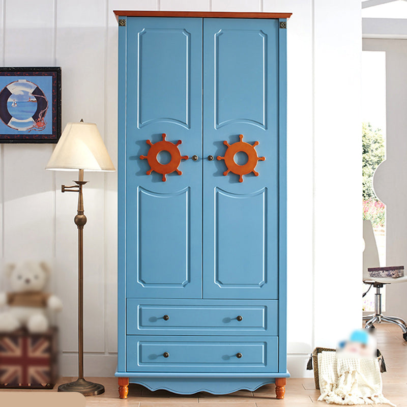 Coastal Hinged Door Storage Cabinet with Drawers Manufactured Wood Matte Finish Cabinet