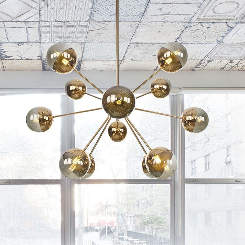 Semi-encastré Globe pour salle à manger, verre blanc/transparent/gris fumée, 9/12/15 lumières, luminaire semi-encastré contemporain en cuivre/chrome/or