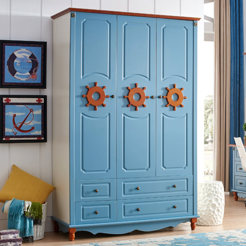 Coastal Hinged Door Storage Cabinet with Drawers Manufactured Wood Matte Finish Cabinet