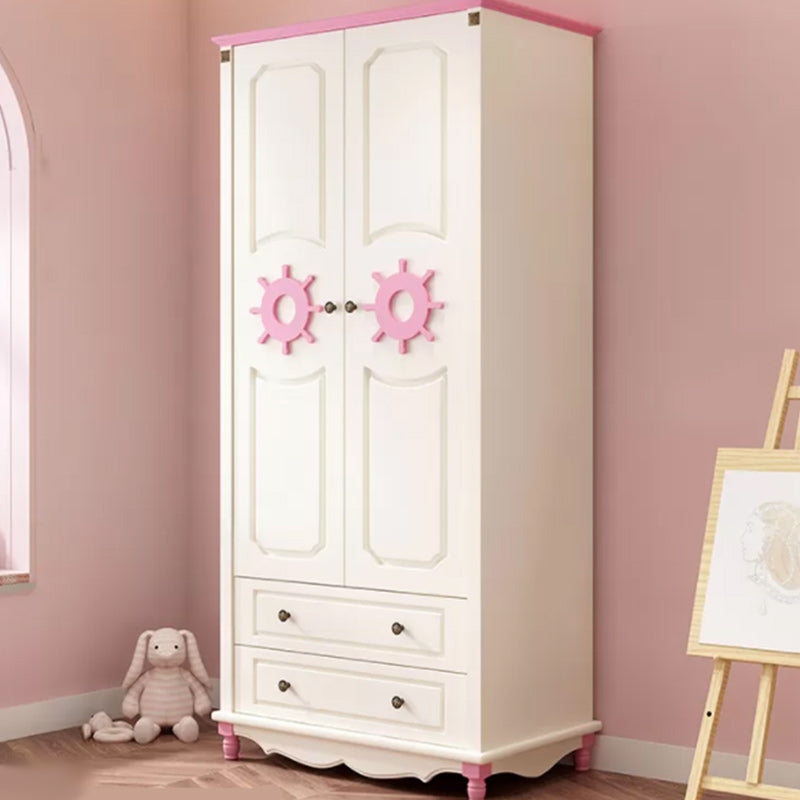 Coastal Hinged Door Storage Cabinet with Drawers Manufactured Wood Matte Finish Cabinet