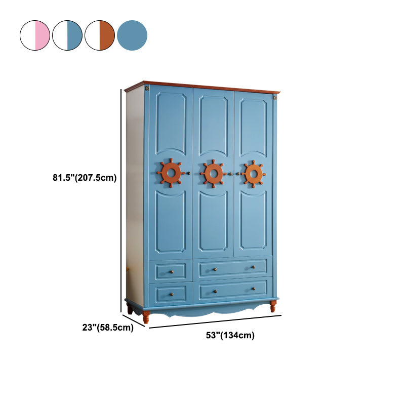 Coastal Hinged Door Storage Cabinet with Drawers Manufactured Wood Matte Finish Cabinet