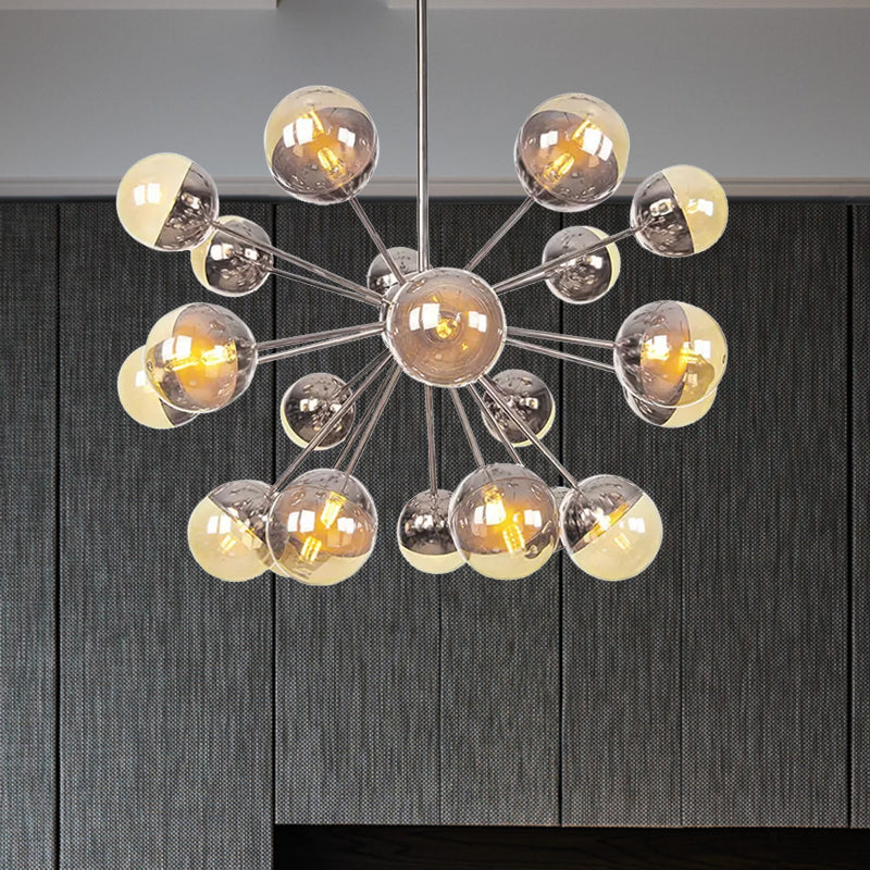 Semi-encastré Globe pour salle à manger, verre blanc/transparent/gris fumée, 9/12/15 lumières, luminaire semi-encastré contemporain en cuivre/chrome/or