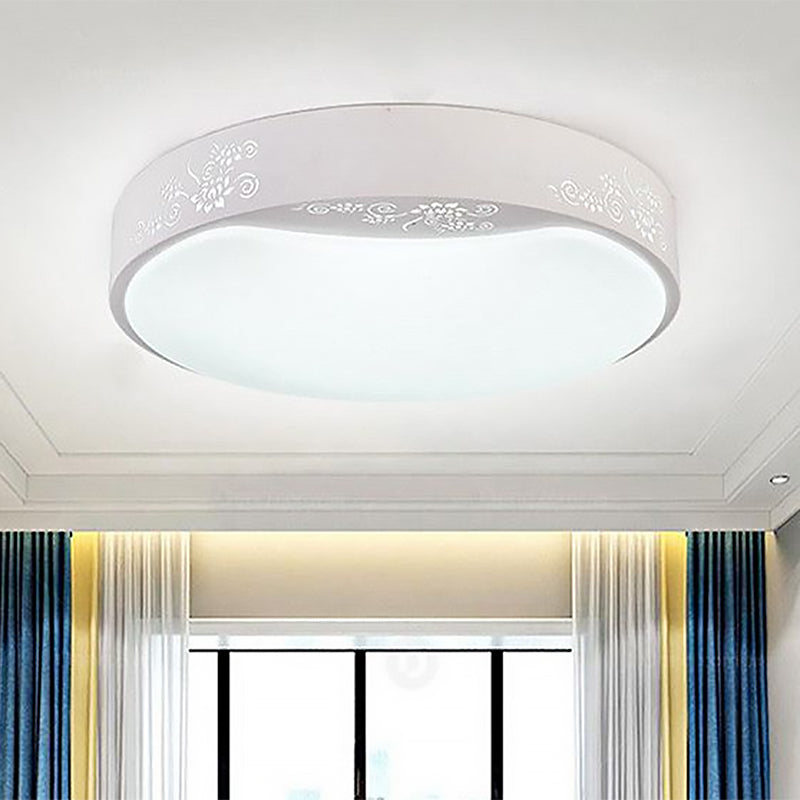 Witte Cirkel Flush Mount Plafond Licht Modernisme 16.5 "/20.5" dia LED Metaal Flush Lamp lamp voor woonkamer