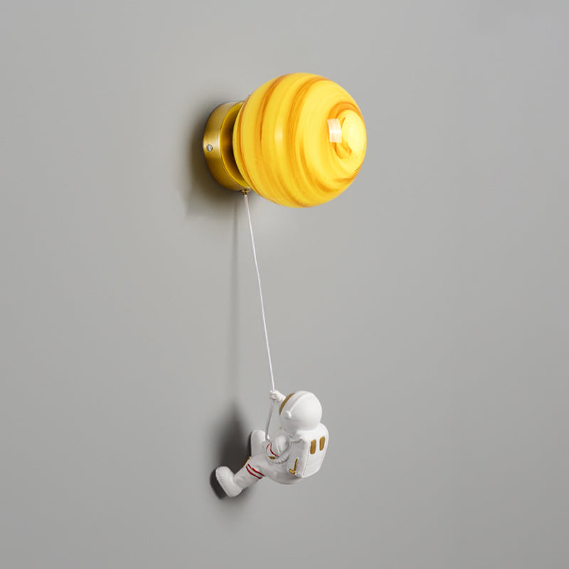 Ball Shade 1 - Light Wall Light Kids Style Iron and Glass Wall Fixture with Resin Accents