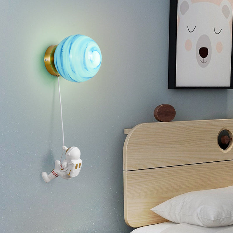 Ball Shade 1 - Light Wall Light Kids Style Iron and Glass Wall Fixture with Resin Accents