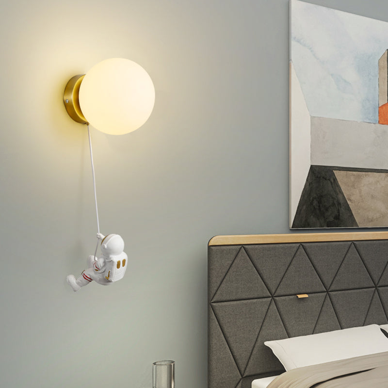 Ball Shade 1 - Light Wall Light Kids Style Iron and Glass Wall Fixture with Resin Accents