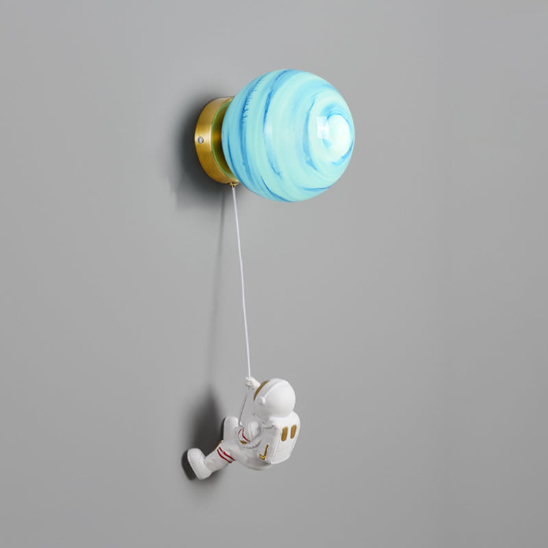 Ball Shade 1 - Light Wall Light Kids Style Iron and Glass Wall Fixture with Resin Accents