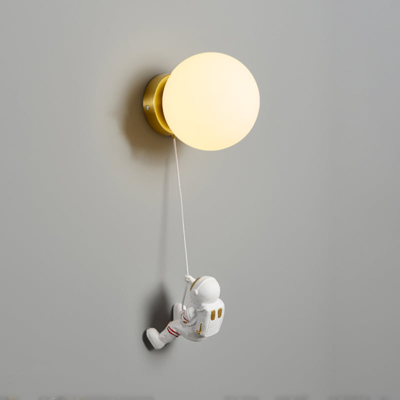 Ball Shade 1 - Light Wall Light Kids Style Iron and Glass Wall Fixture with Resin Accents