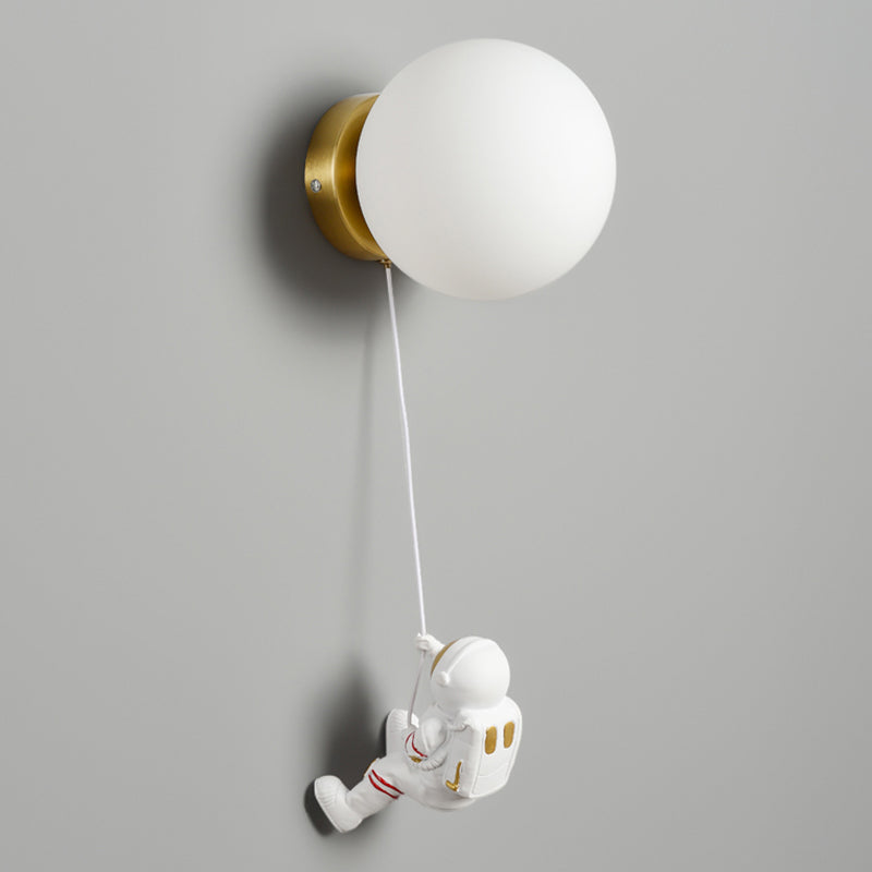 Ball Shade 1 - Light Wall Light Kids Style Iron and Glass Wall Fixture with Resin Accents