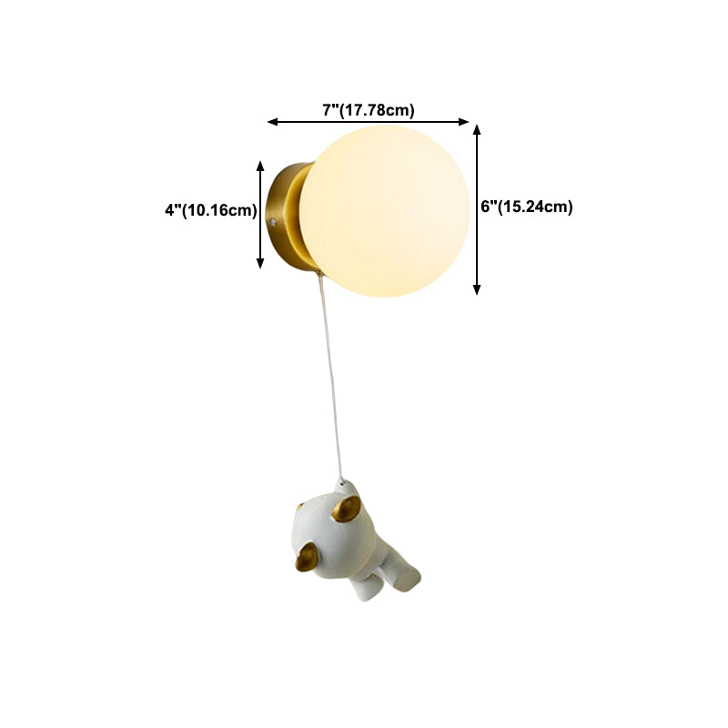 Ball Shade 1 - Light Wall Light Kids Style Iron and Glass Wall Fixture with Resin Accents