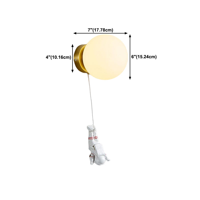 Ball Shade 1 - Light Wall Light Kids Style Iron and Glass Wall Fixture with Resin Accents