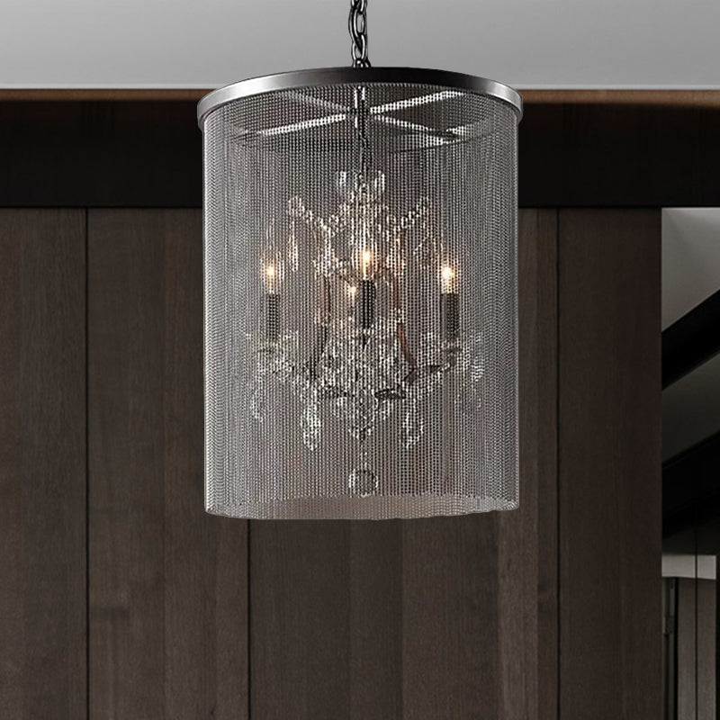 Kristal zwart hangende kroonluchter ronde 4 lichten rustieke hanglamp voor eetkamer