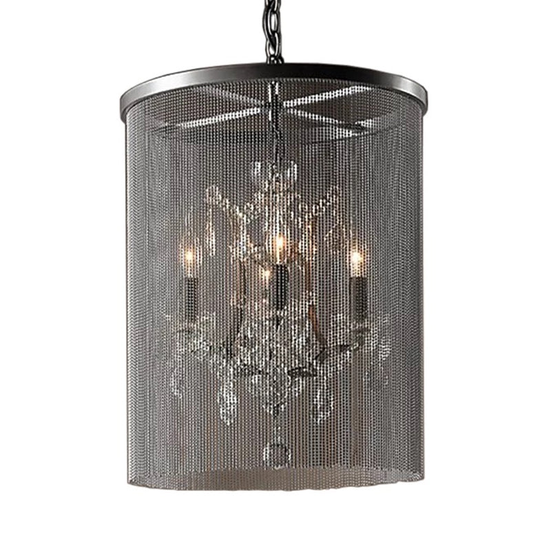Kristal zwart hangende kroonluchter ronde 4 lichten rustieke hanglamp voor eetkamer