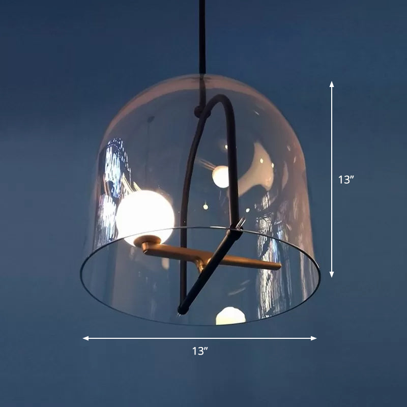 Contemporary Cylindrical Ceiling Lighting Clear Glass 1 Head Living Room Hanging Light Fixture