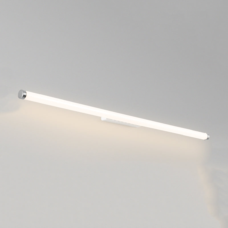 Metal Linear Shape Mirror Wall Light Modern 1-Light Mirror Wall Light Sconces in Silver