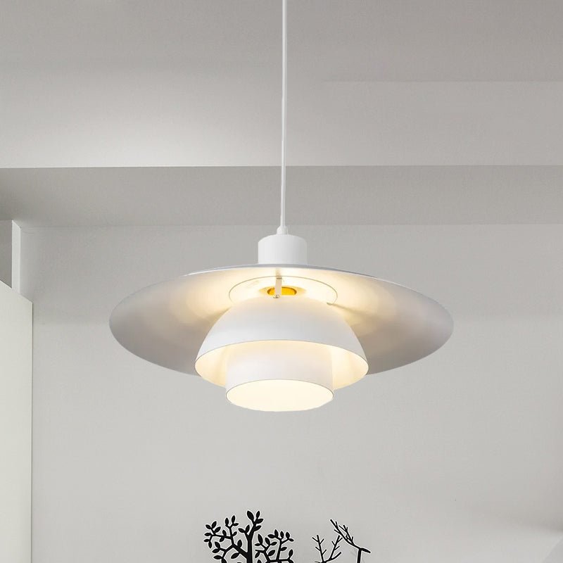 Pendre à trois niveaux Métal de lampe 1 Lumière Suspension contemporaine Lumière en blanc