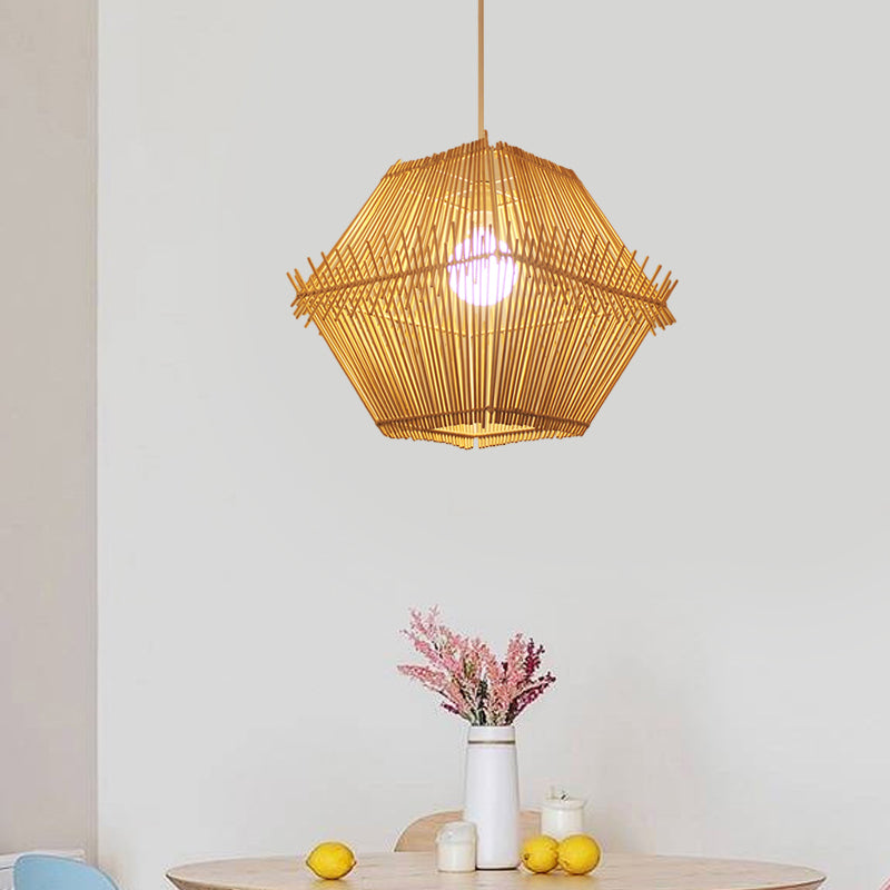 Plafond suspendu tissé Bamboo contemporain 1 pendentif de chute en bois de tête avec / sans teinte