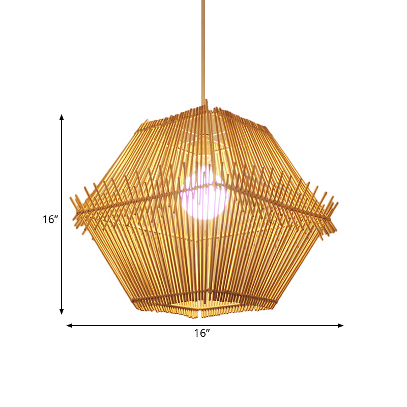 Plafond suspendu tissé Bamboo contemporain 1 pendentif de chute en bois de tête avec / sans teinte